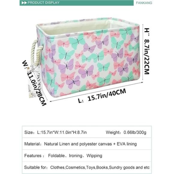 Rectangular Laundry Basket Nursery Storage Fabric Storage Bin Storage - Picture 3 of 8